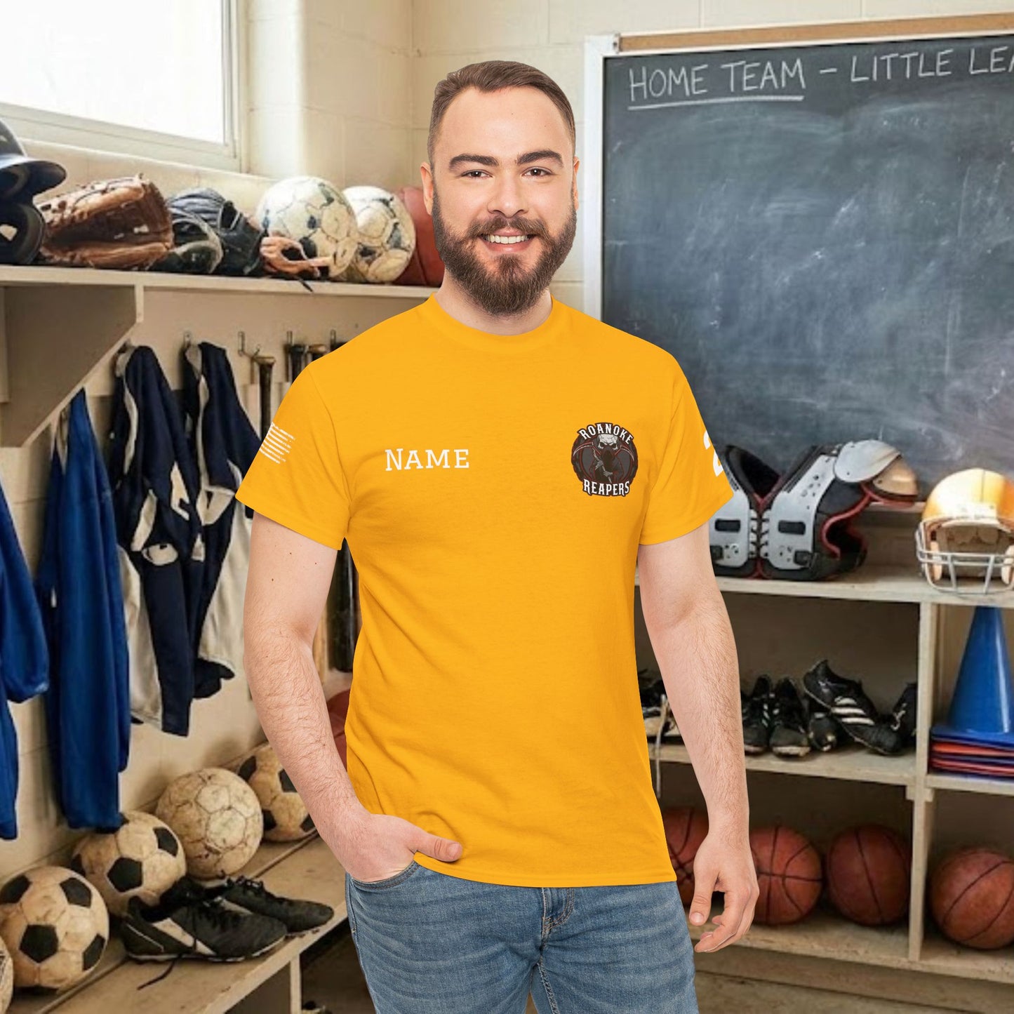 Custom Team Adult T-Shirt – Left Chest Team Logo & Name (DryBlend)