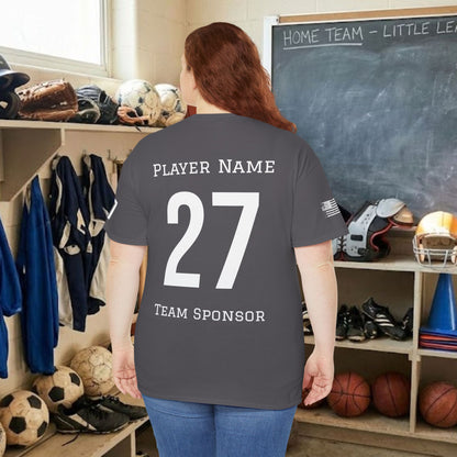 Custom Team Adult T-Shirt – Left Chest Team Logo & Name (DryBlend)