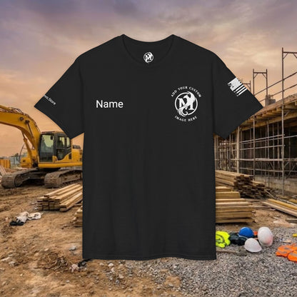 Custom Workwear T-Shirt – Left Chest Upload Your Logo & Text (DryBlend)