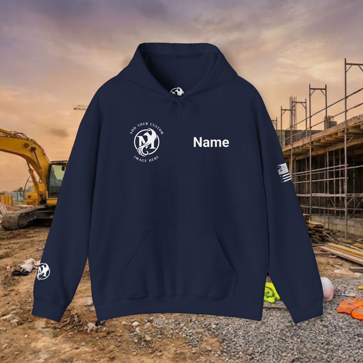 Custom Workwear Pull Over Hoodie – Right Chest Logo & Name (Gildan Heavy Blend)