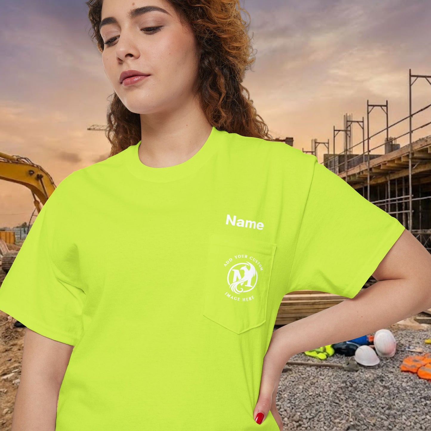 Custom Workwear Pocket T-Shirt – Company Logo & Crew Name (Heavy Cotton)