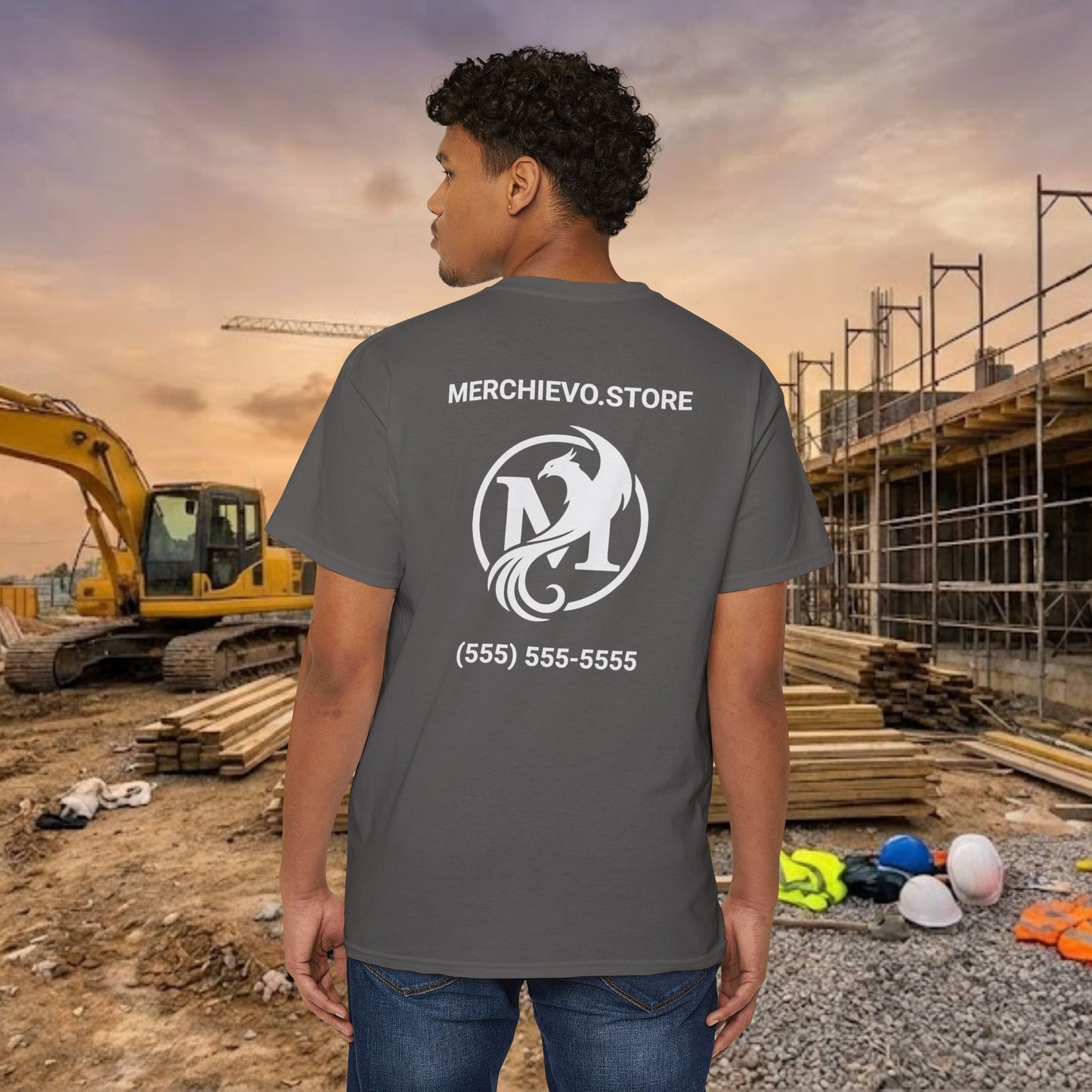 Custom Workwear Pocket T-Shirt – Company Logo & Crew Name (Heavy Cotton)