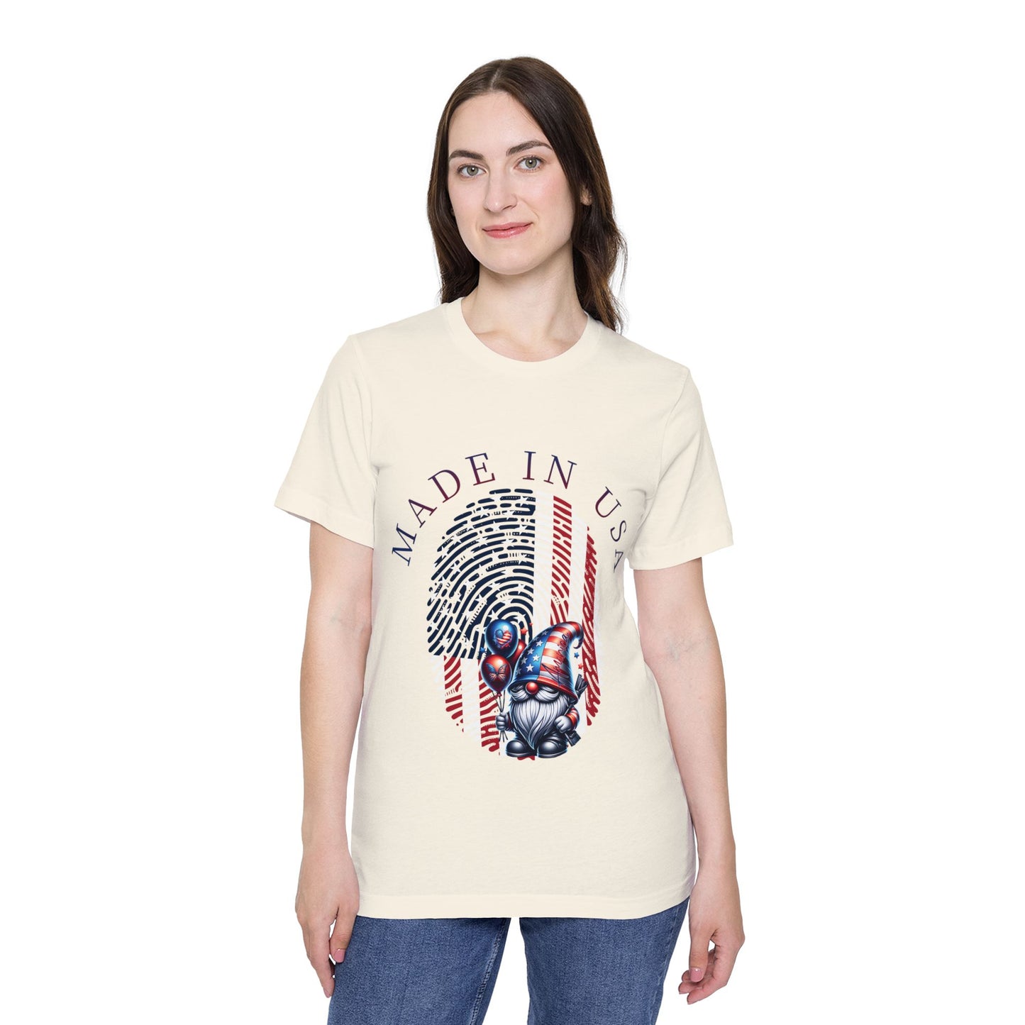 Patriotic Fingerprint Gnome Tee — Made in USA