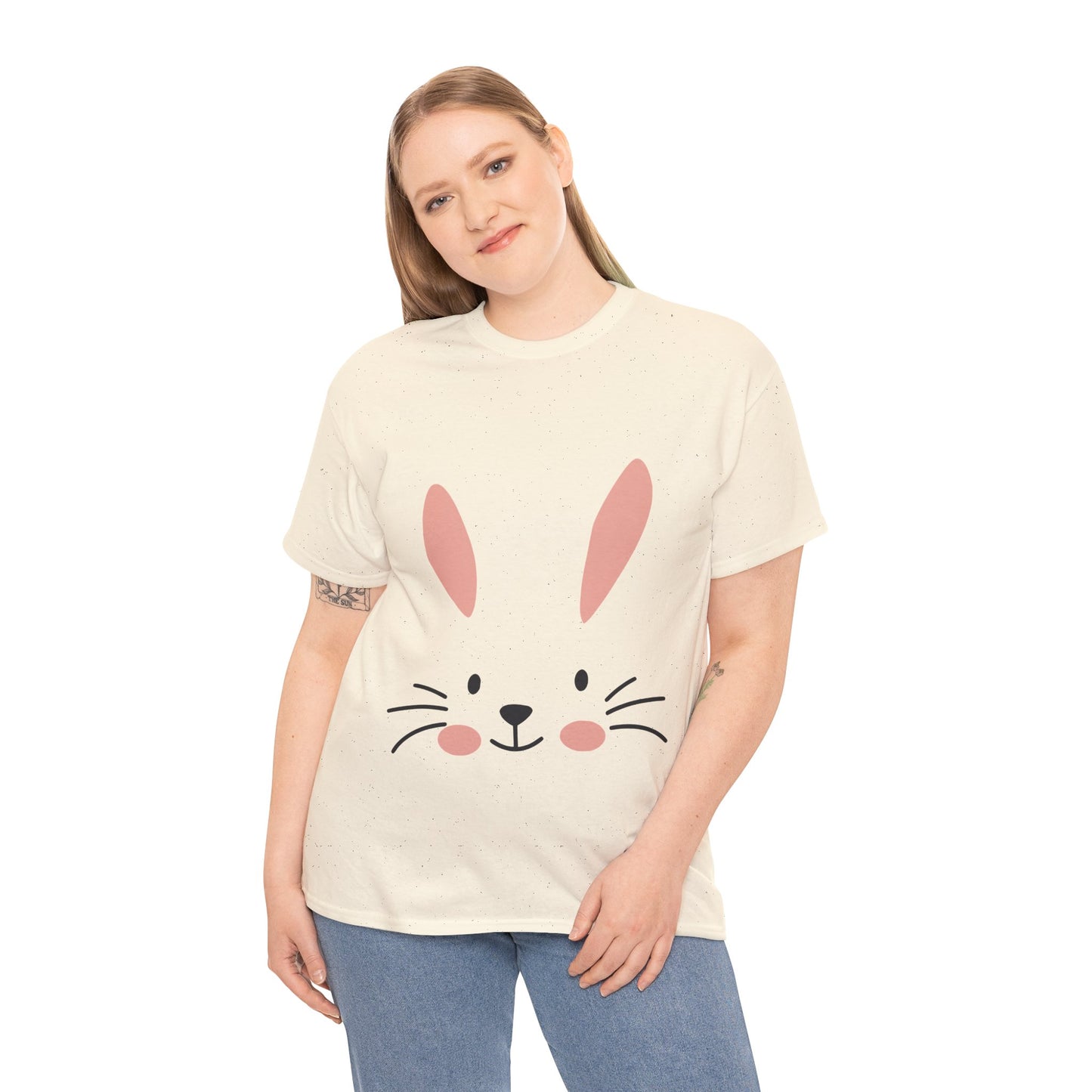 Minimalist Bunny Face Easter Tee — Unisex Adult Spring Graphic Shirt