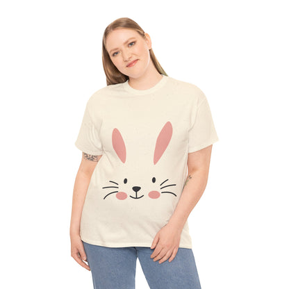 Minimalist Bunny Face Easter Tee — Unisex Adult Spring Graphic Shirt