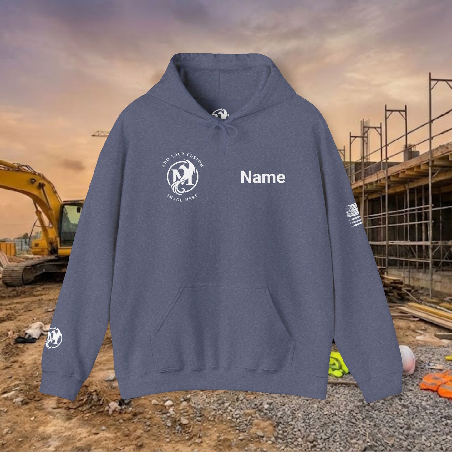Custom Workwear Pull Over Hoodie – Right Chest Logo & Name (Gildan Heavy Blend)
