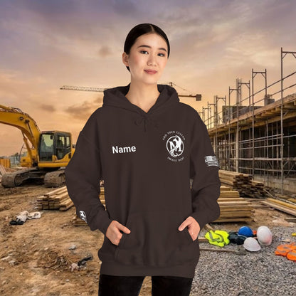 Custom Workwear Pull Over Hoodie – Left Chest Company Logo & Name (Gildan Heavy Blend)