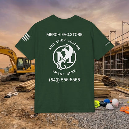 Custom Workwear T-Shirt – Left Chest Upload Your Logo & Text (DryBlend)