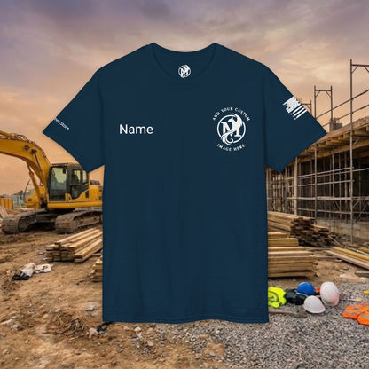 Custom Workwear T-Shirt – Left Chest Upload Your Logo & Text (DryBlend)