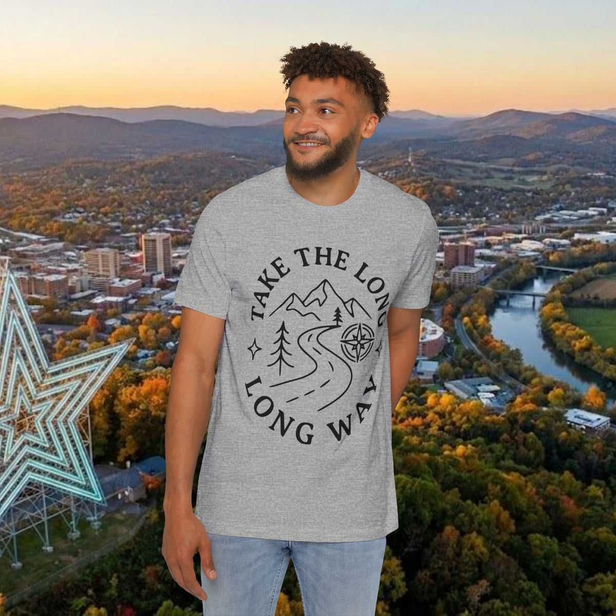 Take the Long Way T-Shirt — Scenic Mountain Graphic Tee by Merchievo (photo 7 of 48)