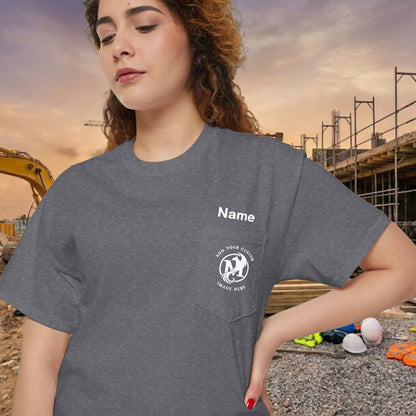 Custom Workwear Pocket T-Shirt – Company Logo & Crew Name (Heavy Cotton)