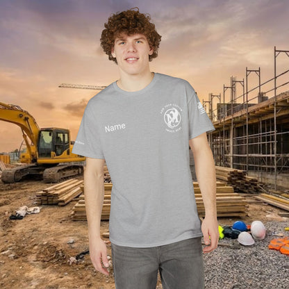 Custom Workwear T-Shirt – Left Chest Upload Your Logo & Text (DryBlend)