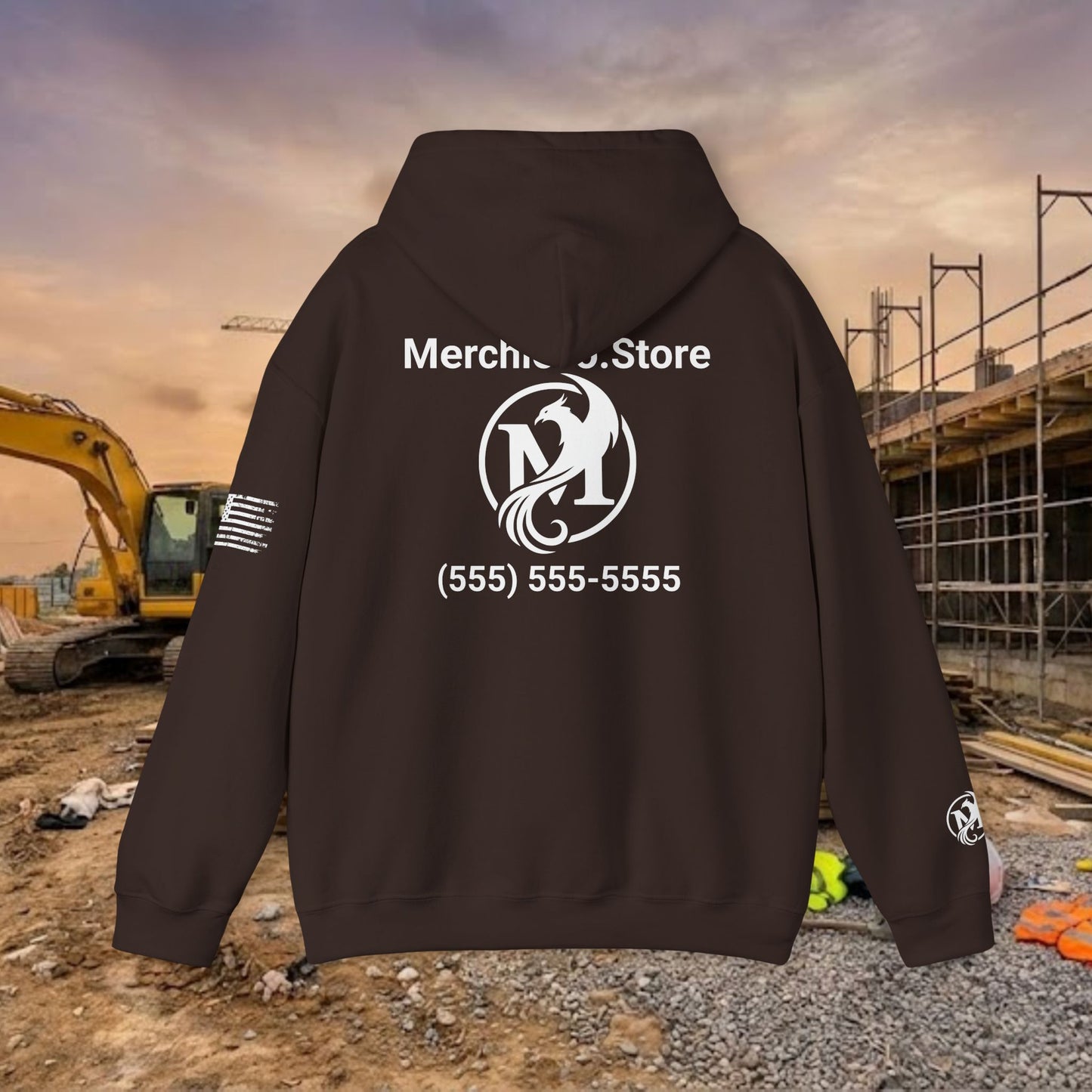 Custom Workwear Pull Over Hoodie – Right Chest Logo & Name (Gildan Heavy Blend)