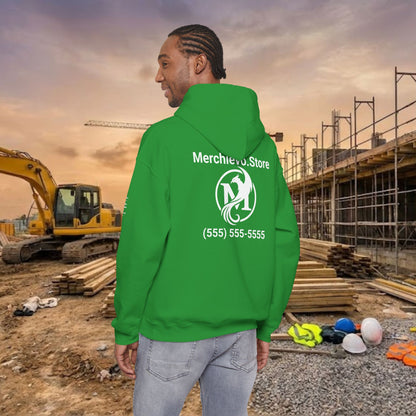 Custom Workwear Pull Over Hoodie – Left Chest Company Logo & Name (Gildan Heavy Blend)