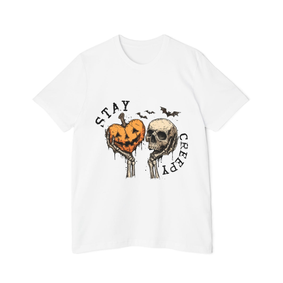 Stay Creepy Halloween T-Shirt – Pumpkin Heart & Skull Graphic by Merchievo (photo 9 of 42)