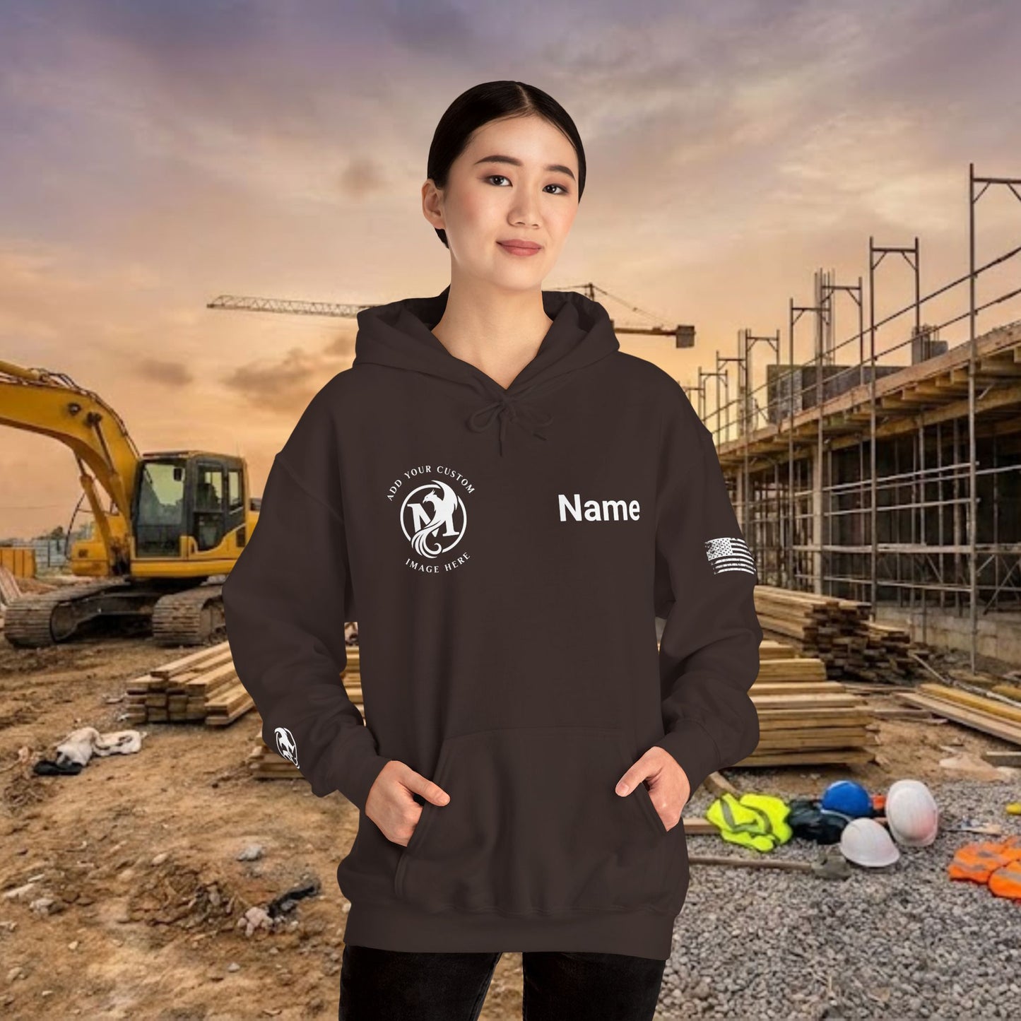 Custom Workwear Pull Over Hoodie – Right Chest Logo & Name (Gildan Heavy Blend)