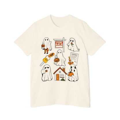 Halloween Home Hunt T-Shirt — Cute Ghosts Trick-or-Treating, For Sale & Pumpkin House Design by Merchievo (photo 38 of 84)