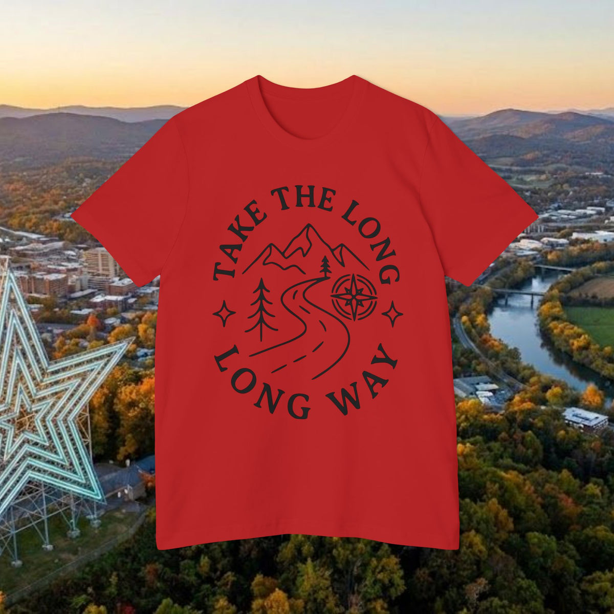 Take the Long Way T-Shirt — Scenic Mountain Graphic Tee by Merchievo (photo 47 of 48)