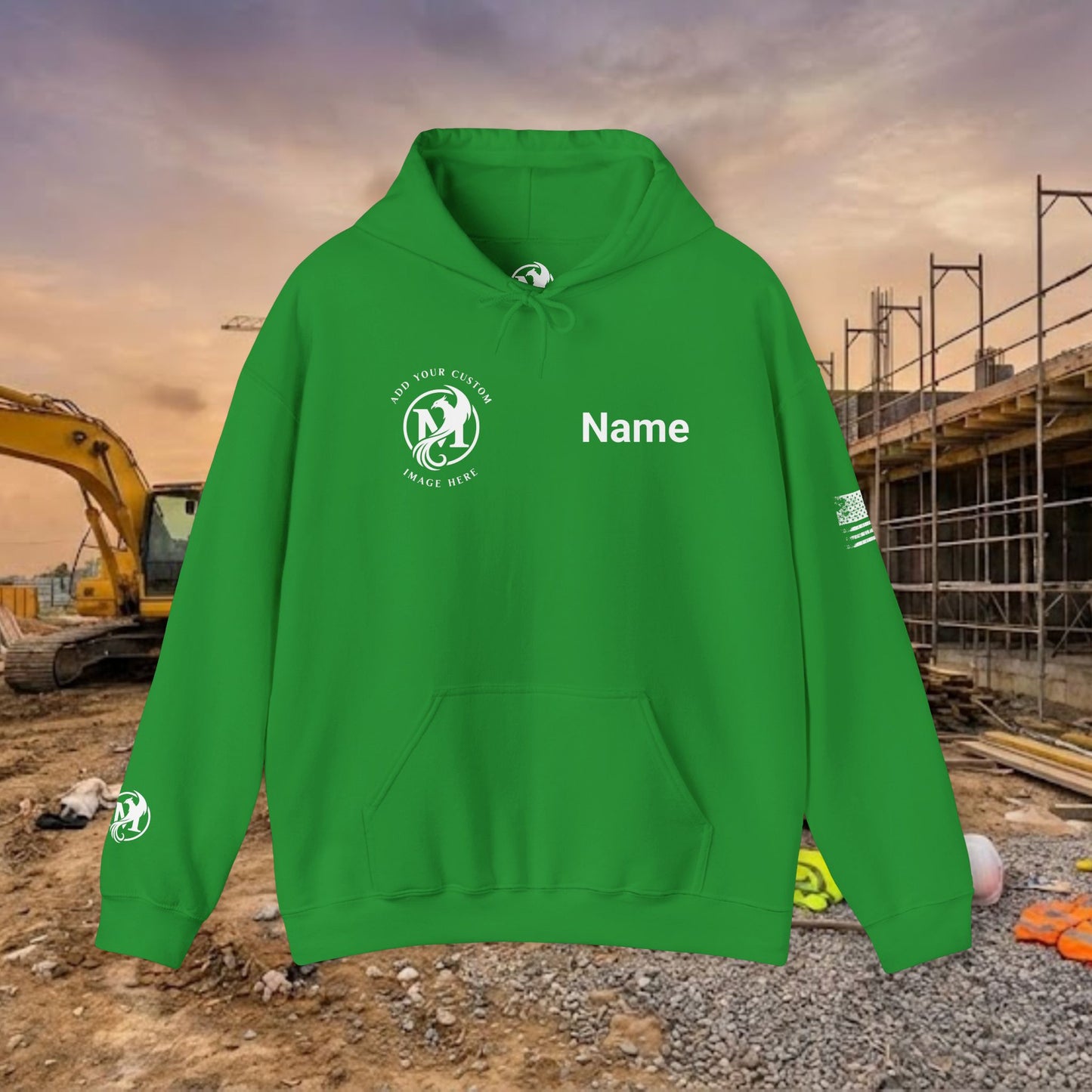 Custom Workwear Pull Over Hoodie – Right Chest Logo & Name (Gildan Heavy Blend)