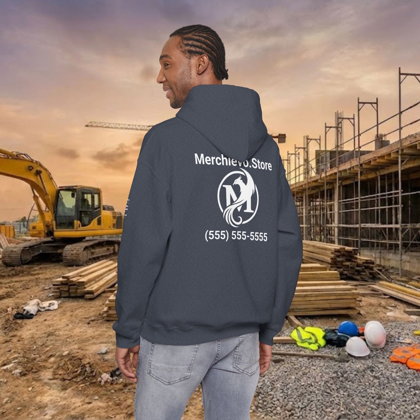 Custom Workwear Pull Over Hoodie – Right Chest Logo & Name (Gildan Heavy Blend)