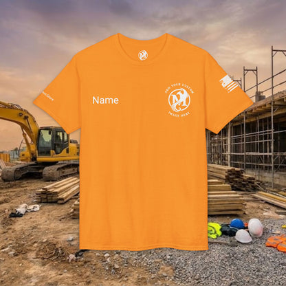 Custom Workwear T-Shirt – Left Chest Upload Your Logo & Text (DryBlend)