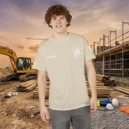 Custom Workwear T-Shirt – Left Chest Upload Your Logo & Text (DryBlend)