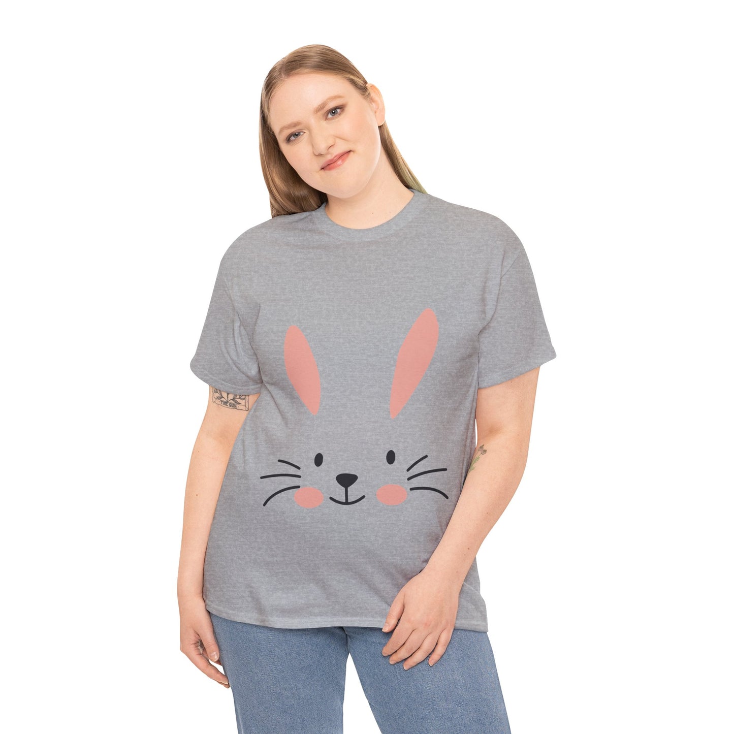Minimalist Bunny Face Easter Tee — Unisex Adult Spring Graphic Shirt