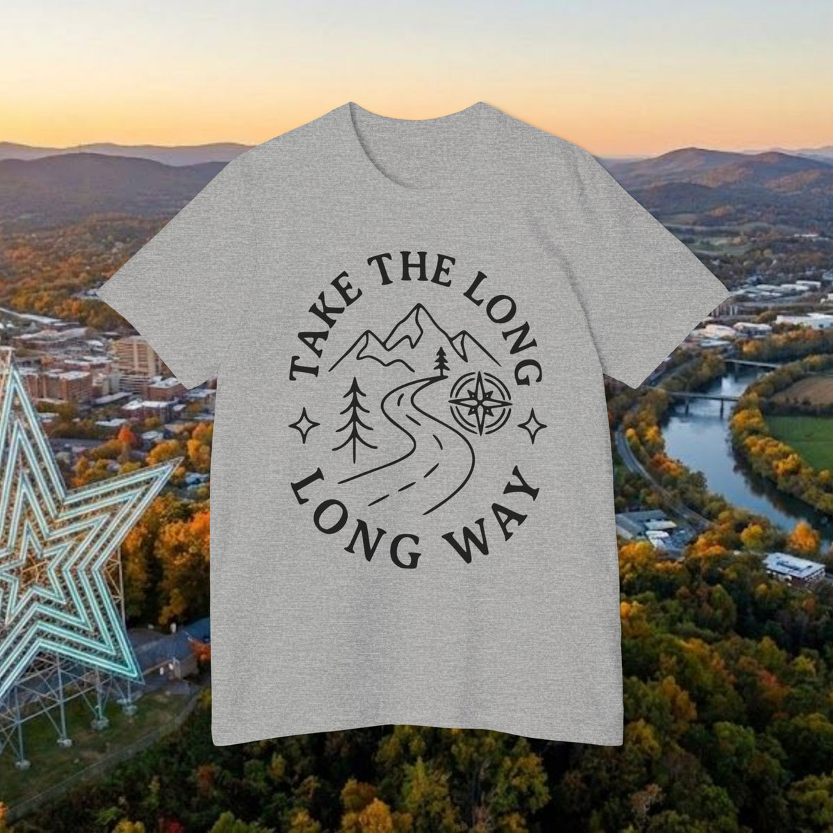 Take the Long Way T-Shirt — Scenic Mountain Graphic Tee by Merchievo (photo 42 of 48)