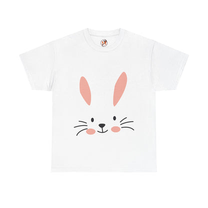 Minimalist Bunny Face Easter Tee — Unisex Adult Spring Graphic Shirt