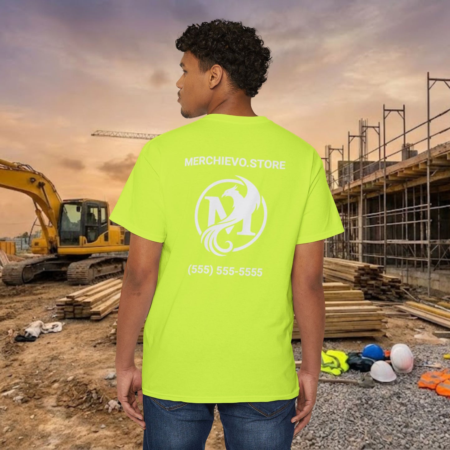 Custom Workwear Pocket T-Shirt – Company Logo & Crew Name (Heavy Cotton)