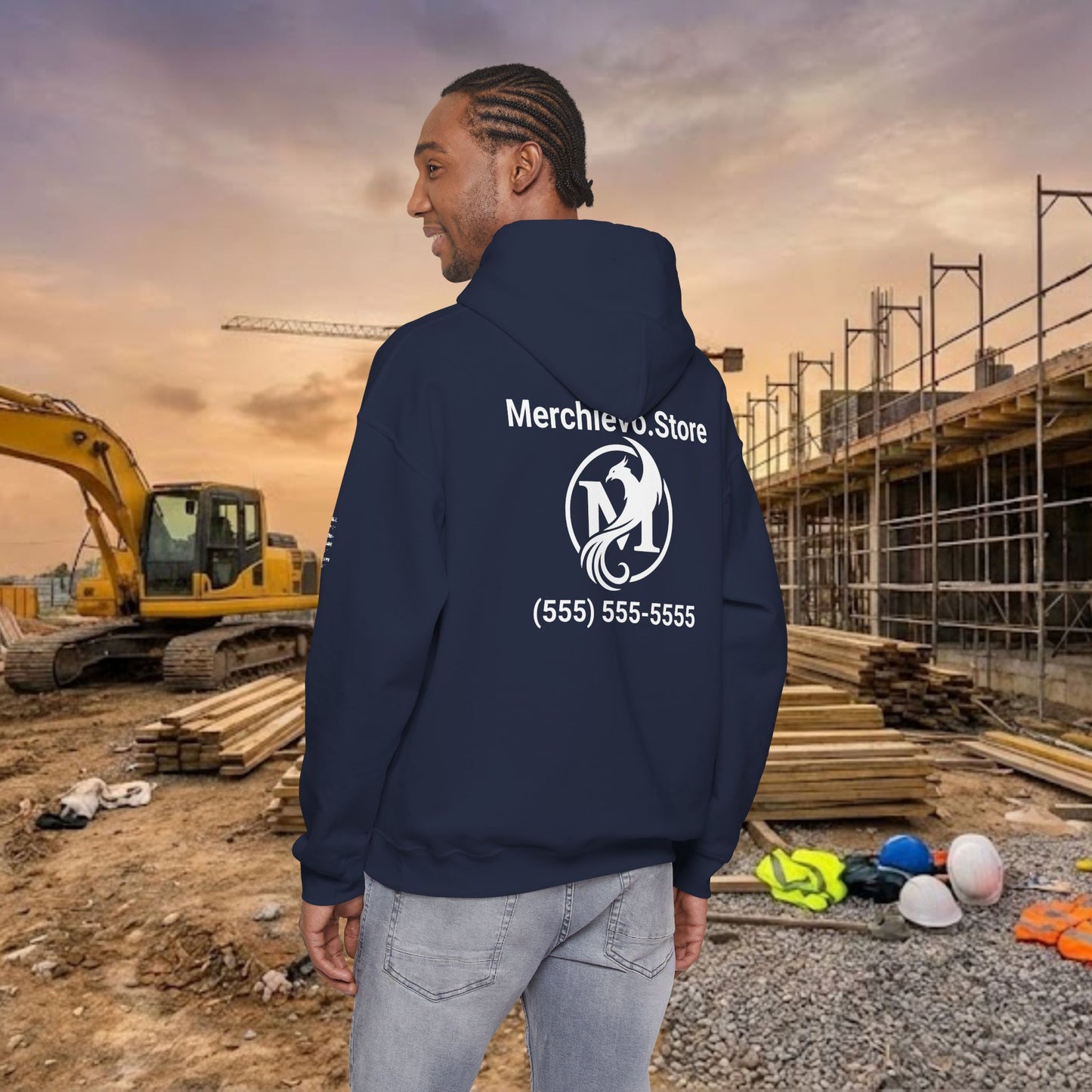 Custom Workwear Pull Over Hoodie – Right Chest Logo & Name (Gildan Heavy Blend)