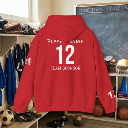 Custom Team Adult Pull Over Hoodie – Right Chest Logo & Name