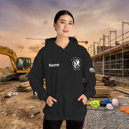 Custom Workwear Pull Over Hoodie – Left Chest Company Logo & Name (Gildan Heavy Blend)