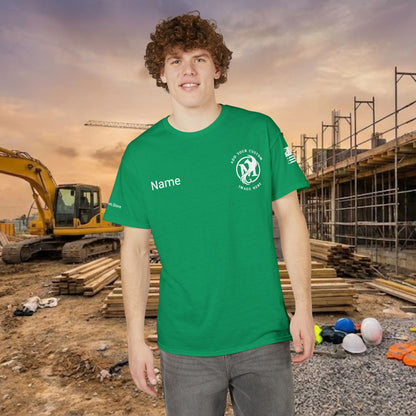 Custom Workwear T-Shirt – Left Chest Upload Your Logo & Text (DryBlend)