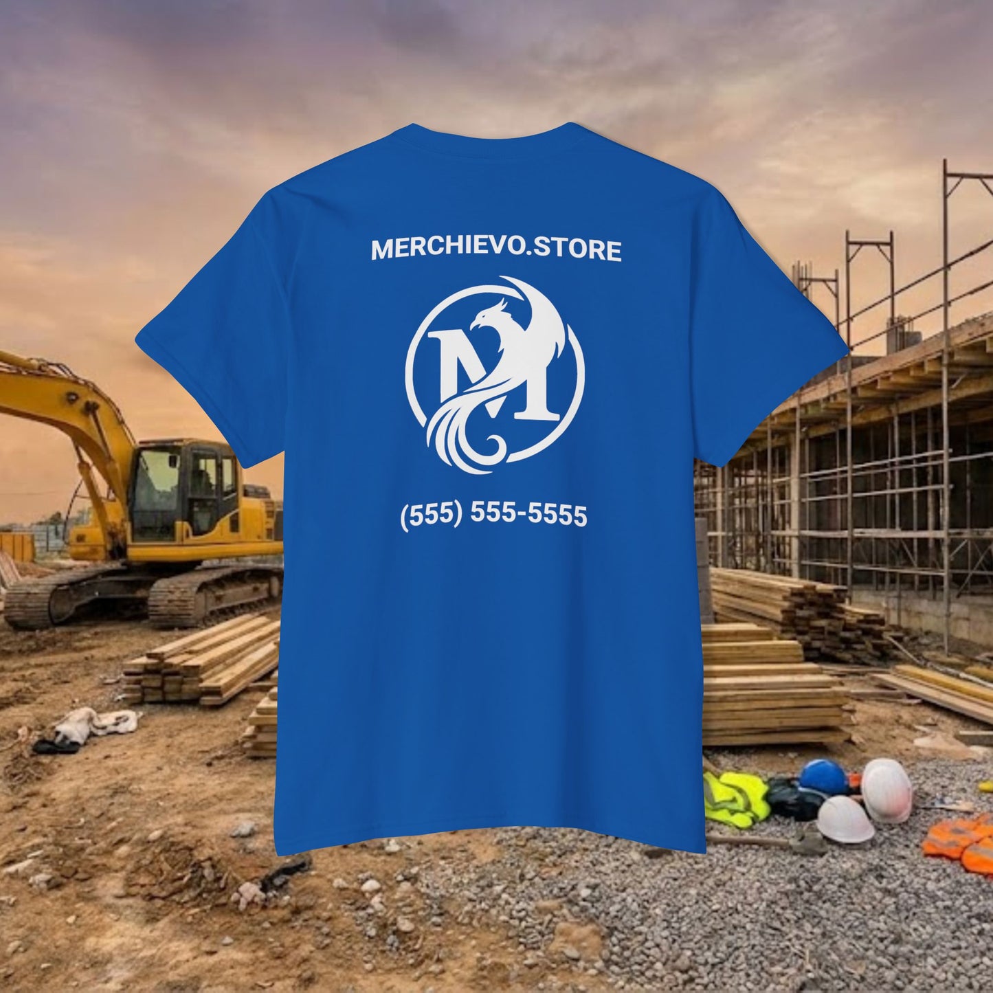 Custom Workwear Pocket T-Shirt – Company Logo & Crew Name (Heavy Cotton)