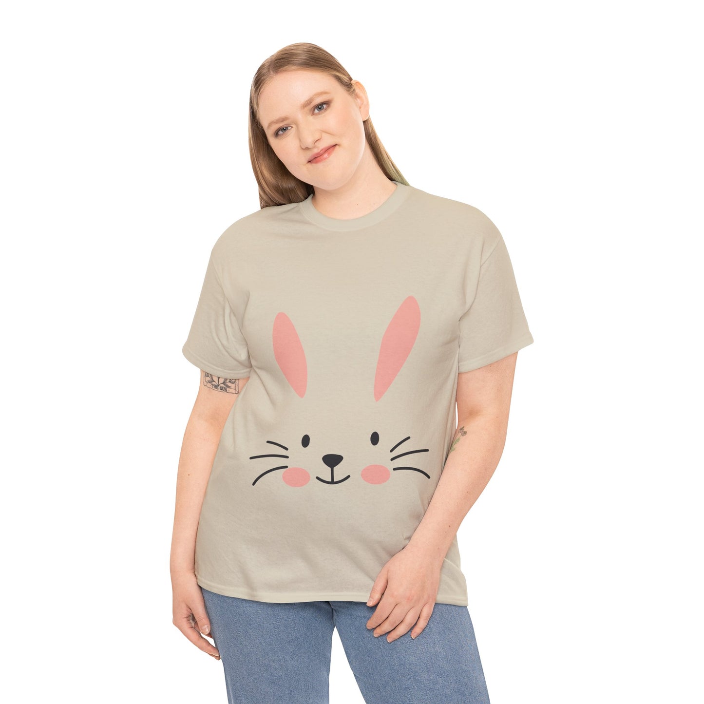 Minimalist Bunny Face Easter Tee — Unisex Adult Spring Graphic Shirt