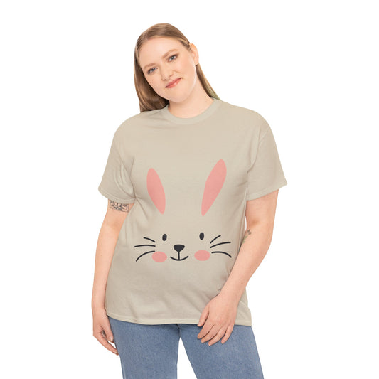 Minimalist Bunny Face Easter Tee — Unisex Adult Spring Graphic Shirt