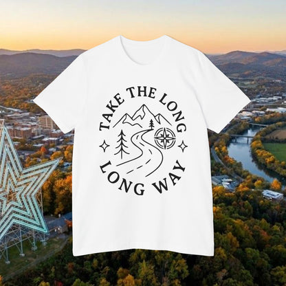 Take the Long Way T-Shirt — Scenic Mountain Graphic Tee by Merchievo (photo 12 of 48)
