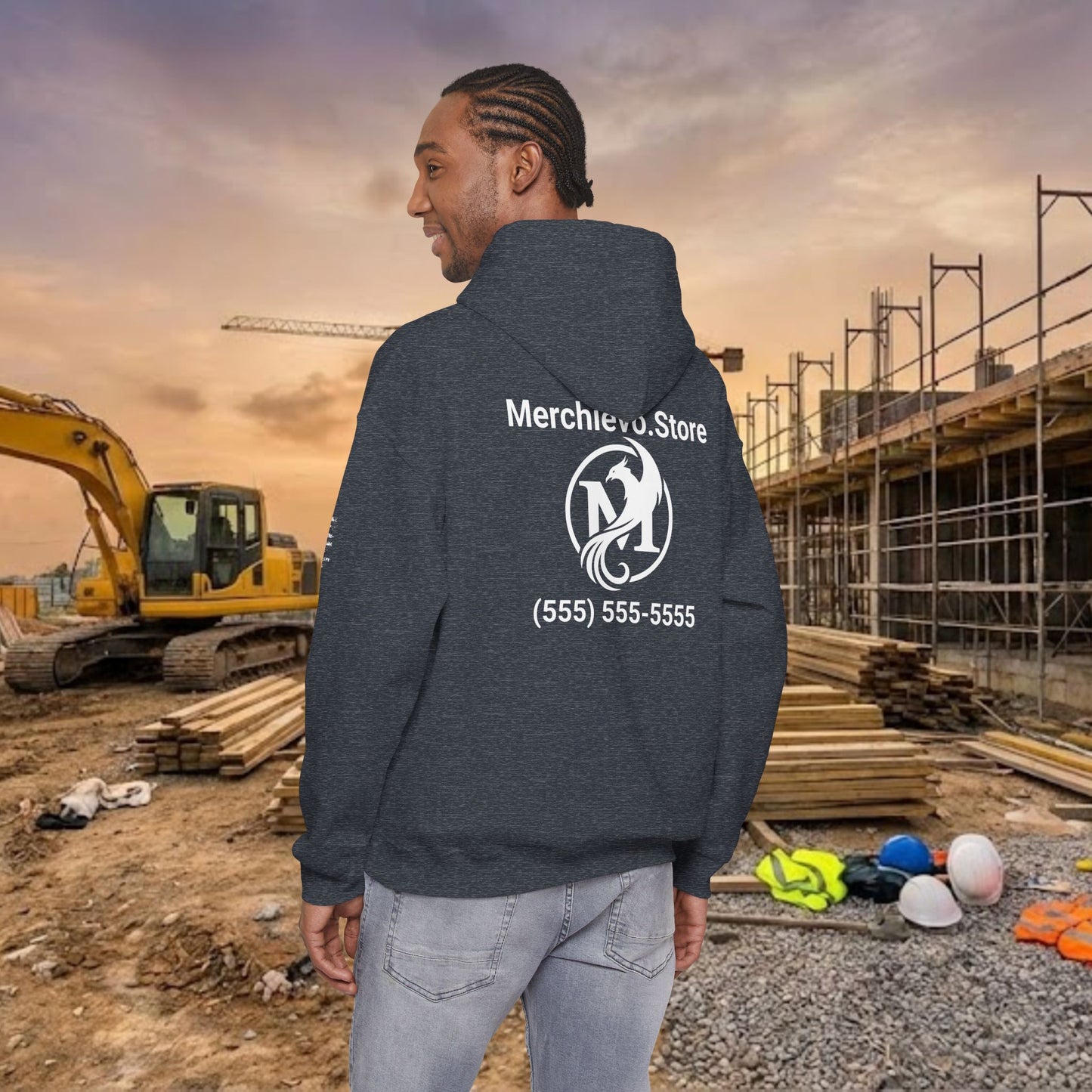 Custom Workwear Pull Over Hoodie – Right Chest Logo & Name (Gildan Heavy Blend)