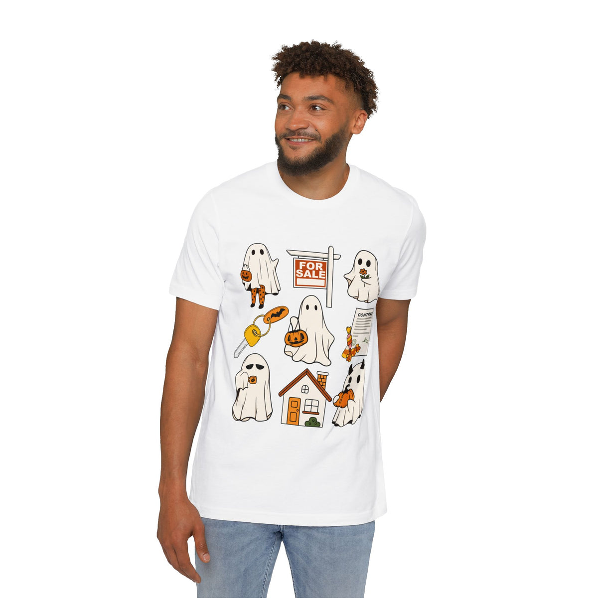 Halloween Home Hunt ghosts trick-or-treating realtor graphic t-shirt by Merchievo (photo 1 of 5)