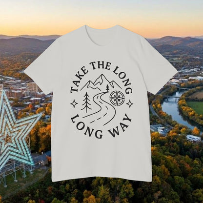 Take the Long Way T-Shirt — Scenic Mountain Graphic Tee by Merchievo (photo 32 of 48)