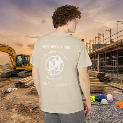 Custom Workwear T-Shirt – Left Chest Upload Your Logo & Text (DryBlend)