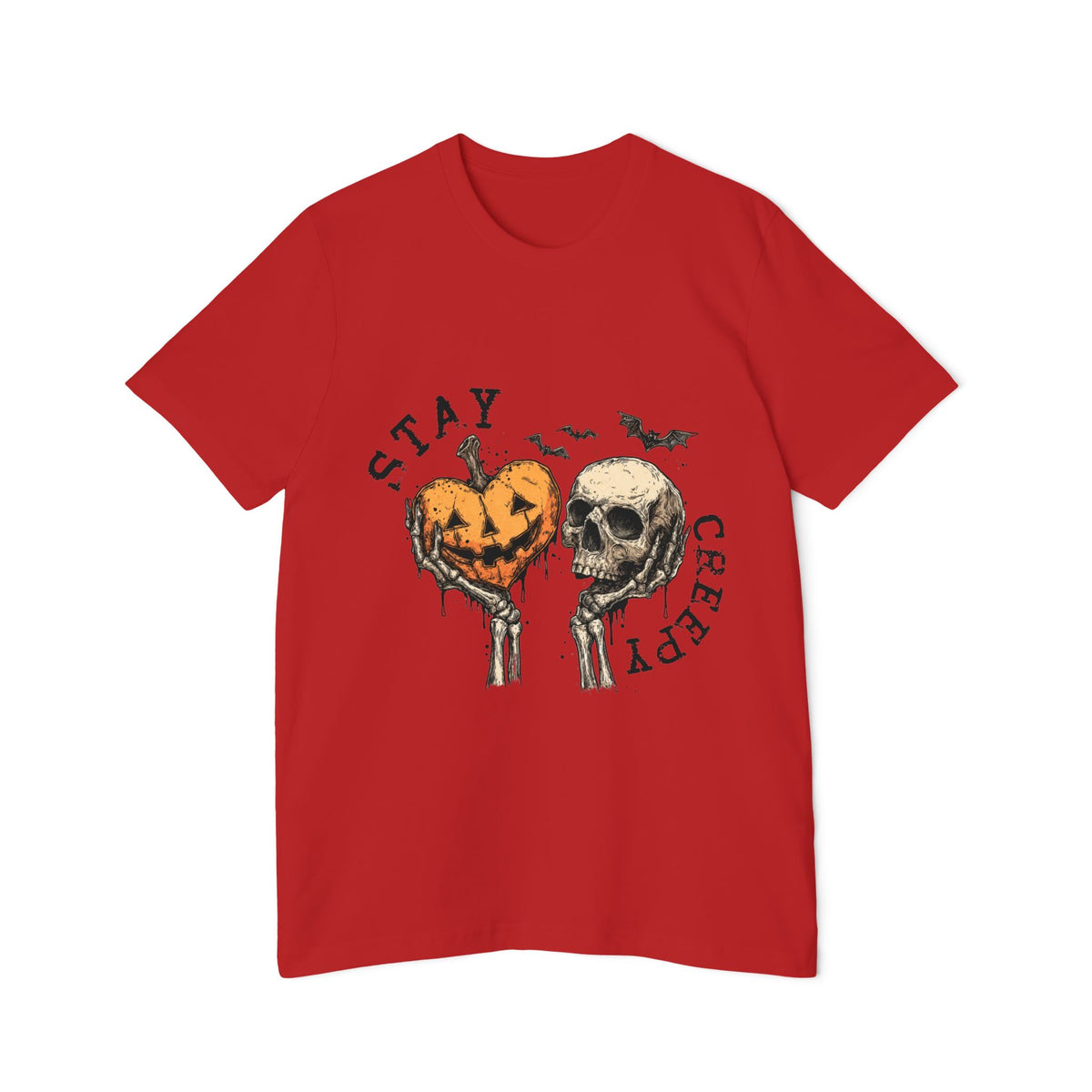 Stay Creepy Halloween T-Shirt – Pumpkin Heart & Skull Graphic by Merchievo (photo 34 of 42)