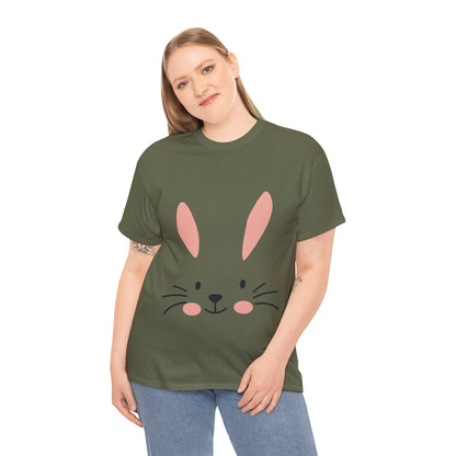 Minimalist Bunny Face Easter Tee — Unisex Adult Spring Graphic Shirt