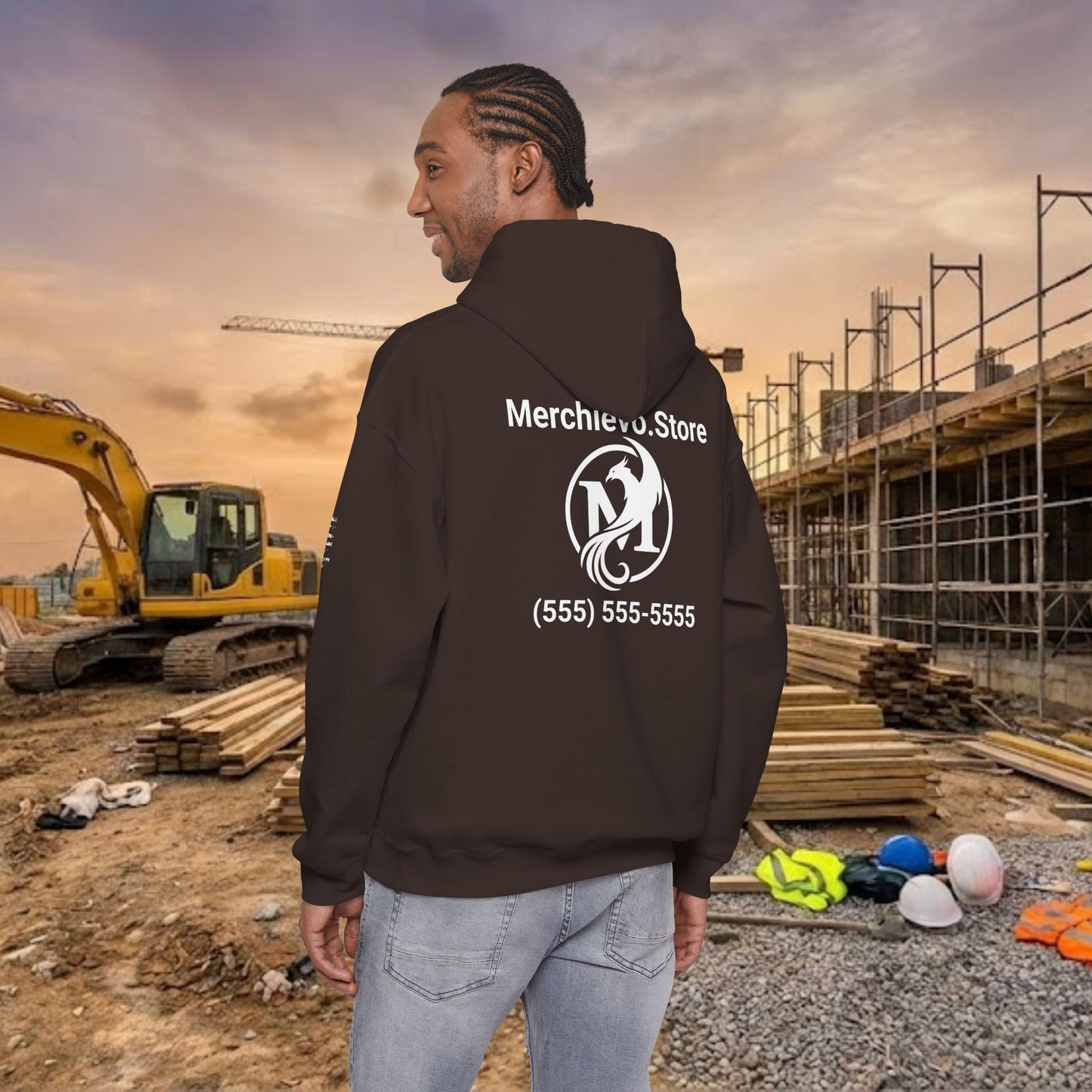 Custom Workwear Pull Over Hoodie – Right Chest Logo & Name (Gildan Heavy Blend)