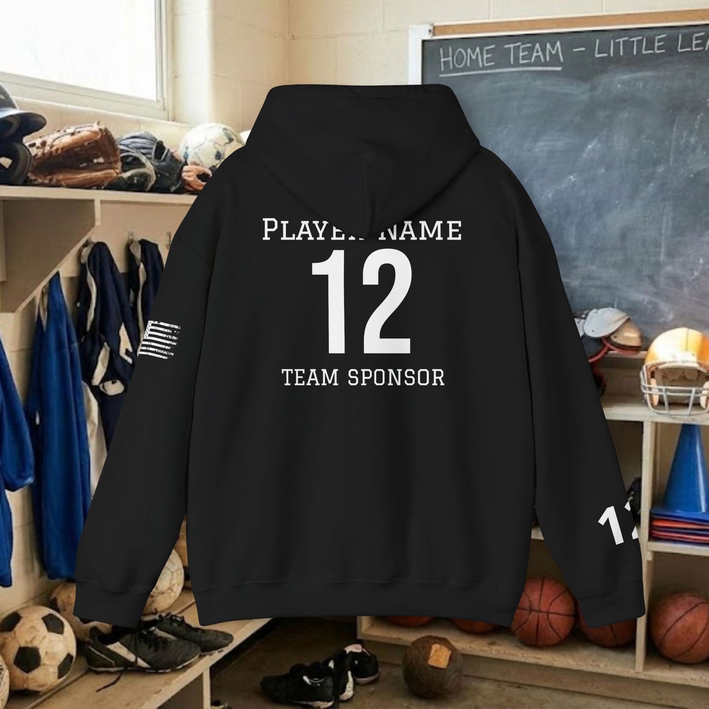 Custom Team Adult Pull Over Hoodie – Right Chest Logo & Name