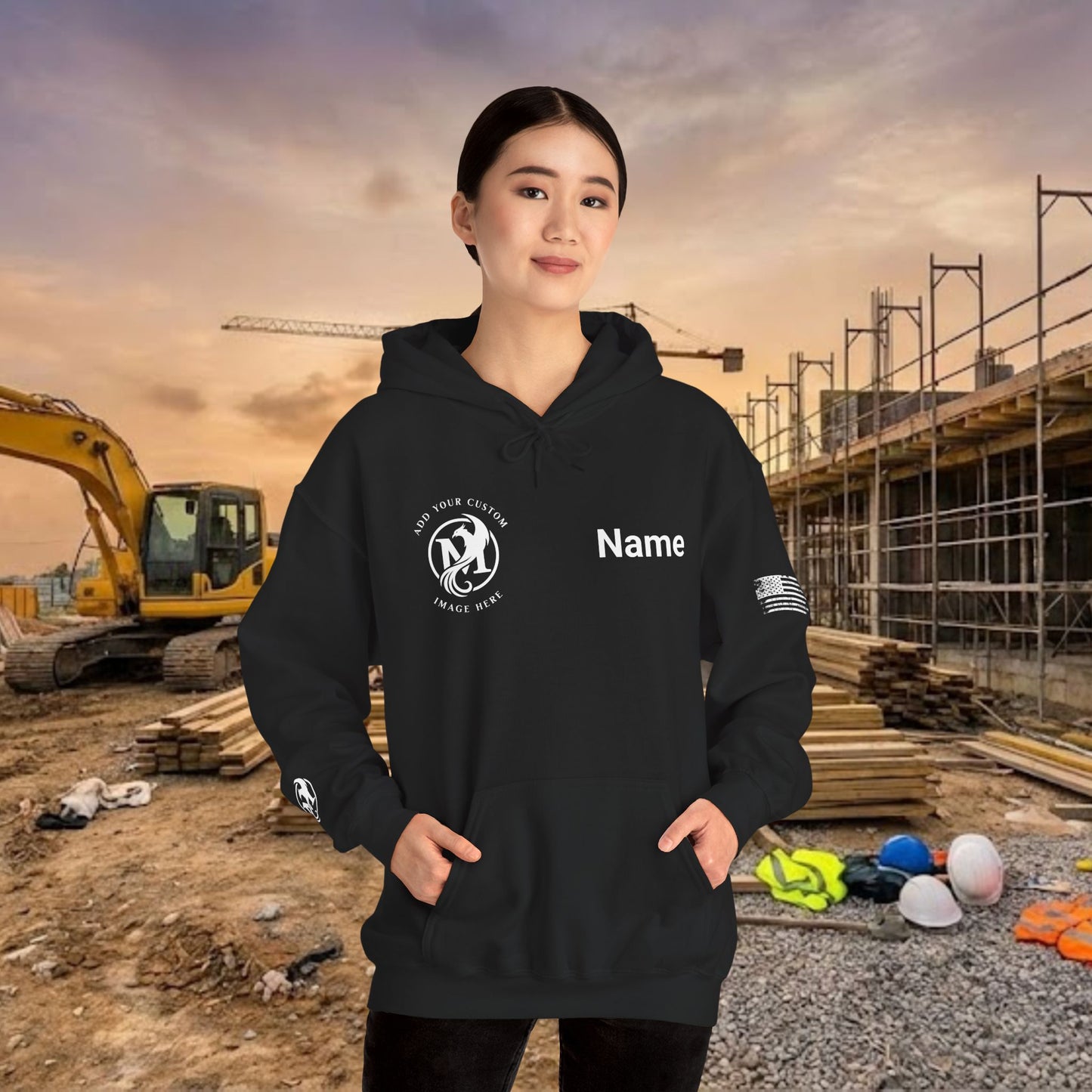 Custom Workwear Pull Over Hoodie – Right Chest Logo & Name (Gildan Heavy Blend)
