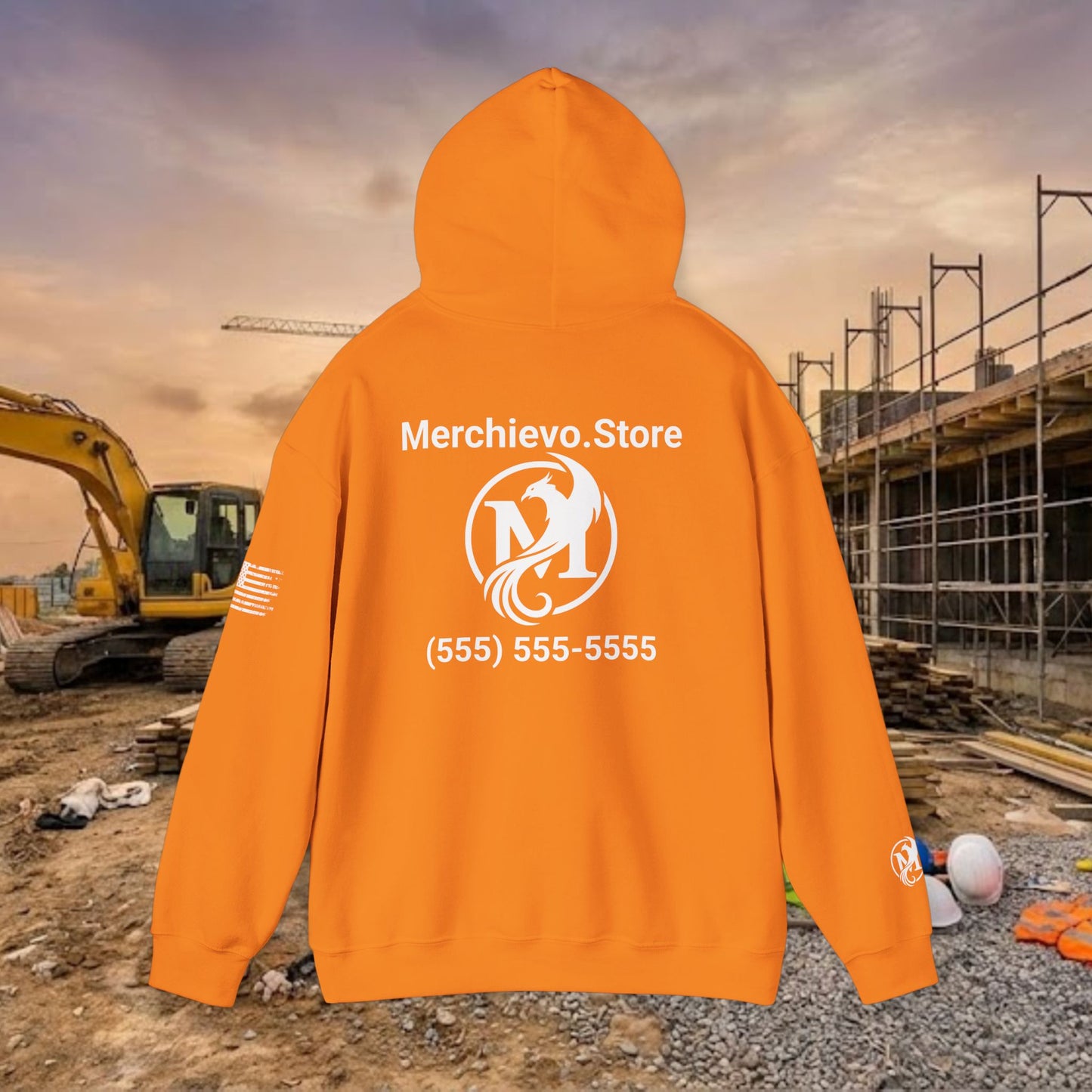 Custom Workwear Pull Over Hoodie – Right Chest Logo & Name (Gildan Heavy Blend)