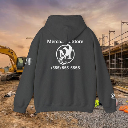 Custom Workwear Pull Over Hoodie – Left Chest Company Logo & Name (Gildan Heavy Blend)