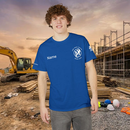 Custom Workwear T-Shirt – Left Chest Upload Your Logo & Text (DryBlend)